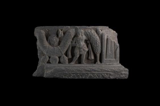 Image of Garland bearer and female figure