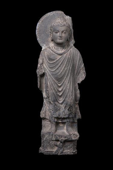 Image of Buddha; male devotee