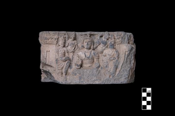 Image of Bodhisattva in Tuṣita heaven; Buddhas and devotees